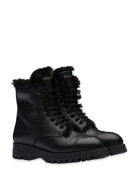 prada fur-lined leather ankle boots|prada genuine leather boots.